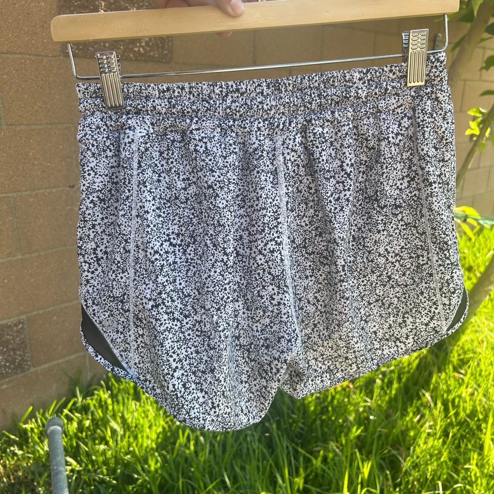 lululemon athletica Black and White Floral Athletic Shorts